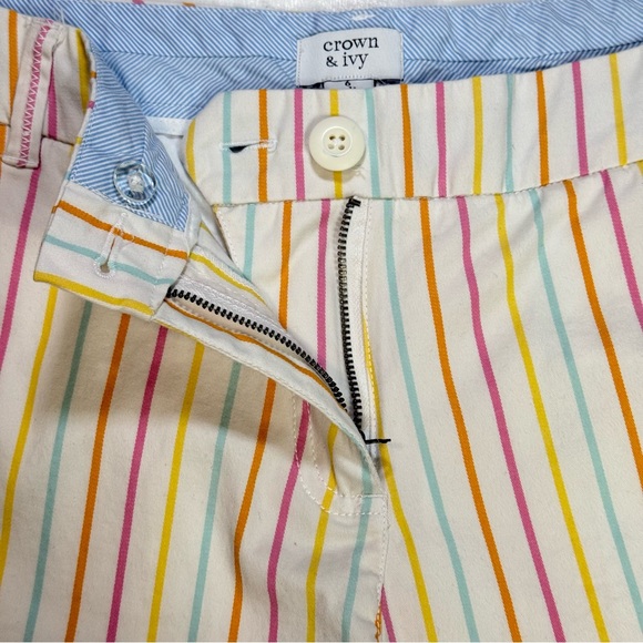 Crown & Ivy Caroline Striped Chino Shorts - Women’s Size 6 - Pastel Rainbow - Picture 6 of 6